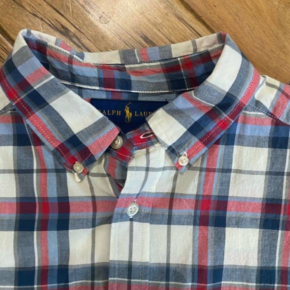 New Ralph Lauren Plaid Short Sleeve Button Up Shirt Youth XL Boys 18-20 18/20 - Picture 2 of 7